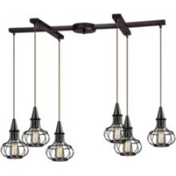 Elk Lighting 14191-6 Yardley 6 Light 38" Incandescent H-Bar Canopy Multi-Pendant in Oil Rubbed Bronze