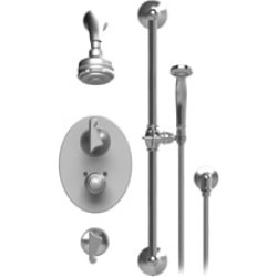 Rubinet 40JSS Jasmin Temperature Control Shower with Aquatron 3 Function Shower Head, Bar, Integral Supply & Hand Held Shower