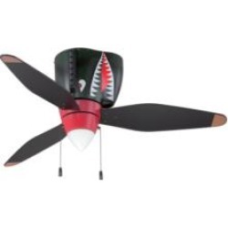 Craftmade WB348TS3 WarPlanes 3 Blades 48" Flush Mount Tiger Shark Indoor Ceiling Fan in Black