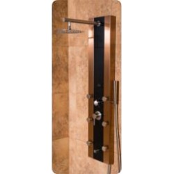 Pulse 1049B-BN Rio Shower Panel in Stainless Steel Bronze Finish w/ Black Tempered 8mm Glass Panel