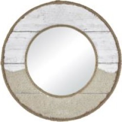 Sterling 351-10525 Old South Wharf 31" Wood Framed Circular Wall Mirror in Sand with White Wash