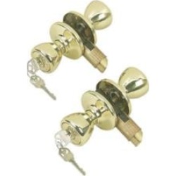 Kwikset CP243T-3 Tylo 2 5/8" Keyed Alike 2 Knob Entry Set in Bright Brass