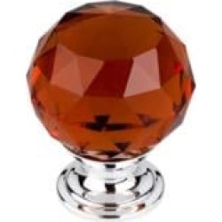 Top Knobs TK122 Crystal 1 3/8" Brass Round Shaped Wine Crystal Cabinet Knob