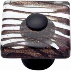 Atlas Homewares 3205-O Dream Glass 1 1/2" Square Shaped Milky Way Glass Cabinet Knob in Aged Bronze
