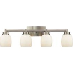 Elk Lighting 17103-4-LED Northport 4 Light 28" LED Wall Mount Opal White Glass Vanity Light in Satin Nickel
