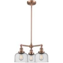 Innovations Lighting 207-G74 Large Bell 22" Three Light Single Tier Seedy Glass Chandelier with LED or Incandescent Bulb Option