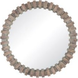 Sterling 3183-021 Flywheel 35" Fir Wood Framed Circular Wall Mirror in Burnt Grey