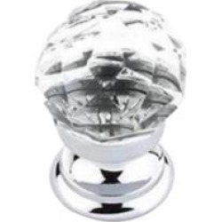 Emtek 86003 Crystal & Porcelain 1" Diamond Crystal Cabinet Knob with Brass Base