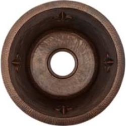Premier Copper Products BR16FDB 16" Single Bowl Dual Mount Round Copper Fleur De Lis Bar and Prep Sink in Oil Rubbed Bronze