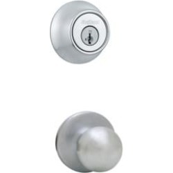 Kwikset 605P Polo 2 5/8" Double Cylinder Interior Pack Knob Entry Set with SmartKey
