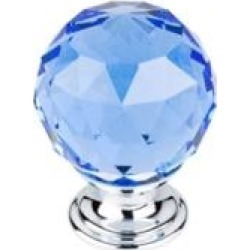 Top Knobs TK124 Crystal 1 3/8" Brass Round Shaped Blue Crystal Cabinet Knob