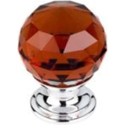Top Knobs TK121 Crystal 1 1/8" Brass Round Shaped Wine Crystal Cabinet Knob