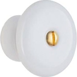 Smedbo B318-2 1 1/8" Porcelain Mushroom Cabinet Knob with Brass Screw in White