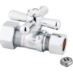 Kingston Brass CC4445X Vintage 1/2" OD Compression Straight Shut-off Valve with Metal Cross Handle