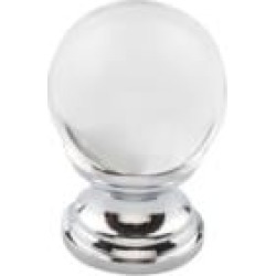 Top Knobs TK840 Serene 1" Zinc Alloy Round Shaped Clarity Clear Glass Cabinet Knob with Backplate