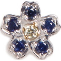 Diamond sapphire 18k white gold forget me not charm