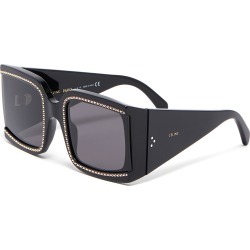 Oversized strass rim acetate square sunglasses