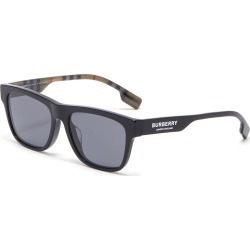 Logo print contrast check temple acetate square sunglasses