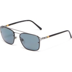 Acetate temple double bridge metal square sunglasses