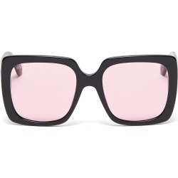 Glass crystal logo acetate square sunglasses