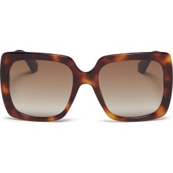 Glass crystal logo temple tortoiseshell acetate square sunglasses