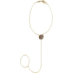 Diamond slice 18k yellow gold ring chain bracelet
