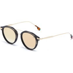'Inglewood' acetate rim mirror metal round aviator sunglasses