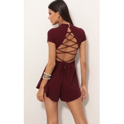 buy  Gaia High Neck Shimmer Romper In Wine cheap online