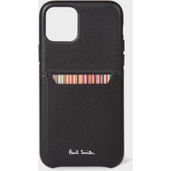 Black Leather iPhone 11 Pro Case With 'Signature Stripe' Card Slot