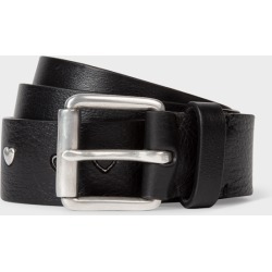 Men's Black Leather Metallic Symbols Belt