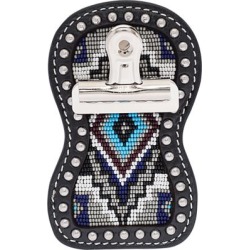 Weaver Leather Show Number Holder with Clip; Royal Diamond Beading with Black Leather
