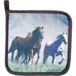 Cowboy Living Horses Running Hot Pad, 5676