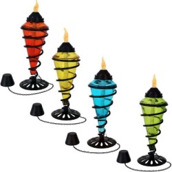 Sunnydaze Decor Colored Glass Outdoor Tabletop Torches, Set of 4, WKO-153