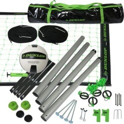 Dunlop Outdoor Sports Volleyball Set Portable Net with Poles; Ball and Air Pump Equipment for Backyard Party Games