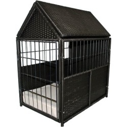 Rattan Pet Crate with Storage; Indoor/Outdoor