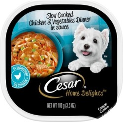 Cesar Home Delights Slow Cooked Chicken & Vegetables Dinner Dog Food Trays; 3.5 oz.