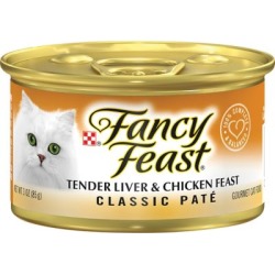 Fancy Feast Tender Adult Grain-Free Liver and Chicken Feast Pate Wet Cat Food, 3 oz. Can