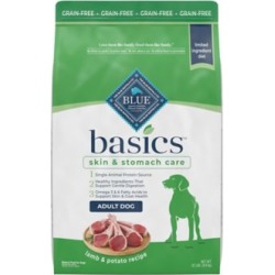 Blue Buffalo BLUE Basics Limited Ingredient Diet Adult Grain-Free Lamb & Potato Dry Dog Food, 22 lb. Bag