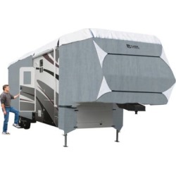 buy  Classic Accessories Polypro 3 5th Wheel RV Cover, Grey and Snow White, 24 in. x 106-12 in. x 318 in. cheap online