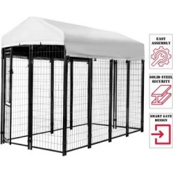KennelMaster 8 ft. x 4 ft. x 6 ft. Black Powder Coated Kennel, DK648WC