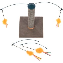 SmartyKat Scratch 'N Spin Carpet Cat Scratching Post with Spinning Wand Toys, Includes 2 Extra Wands