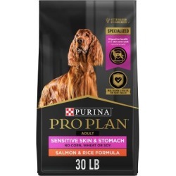 Purina Pro Plan FOCUS Sensitive Skin & Stomach Salmon & Rice Formula Adult Dry Dog Food, 30 lb. Bag