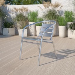 Heavy-duty Commercial Aluminum Indoor/Outdoor Restaurant Stack Chair with Triple Slat Back