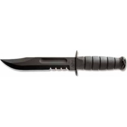 KA-BAR Black Fighting Knife with Leather Sheath