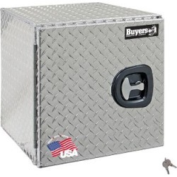 Buyers Products 18 in. x 18 in. x 18 in. Diamond Tread Aluminum Underbody Truck Box with Barn Door