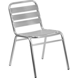 Commercial Aluminum Indoor/Outdoor Restaurant Stack Chair with Triple Slat Back