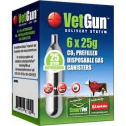 AgriLabs VetGun 25 Gram CO2 Cartridge, Pack of 6, 386220