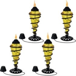 Sunnydaze Decor Glass Outdoor Tabletop Torches, Set of 4, WKO-146