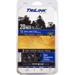 TriLink Saw Chain 20 in. Full Chisel Saw Chain; 2 Pack; 3/8 in. Pitch; .050 in. Gauge; 72 DL