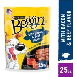 Purina Beggin' Bacon and Beef Flavor Real Meat Dog Strip Treats, 25 oz.